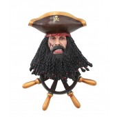 Pirat Blackbeard Kopf mit Steuer Wanddeko