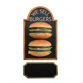 2 Burger auf Angebotstafel mit Angebotsschild
