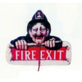 Feuerausgang *Fire Exit* Schild mit Feuerwehrmann
