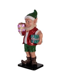 sonniger Weihnachtsgehilfe Elf mit zwei Geschenken