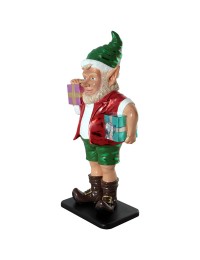 sonniger Weihnachtsgehilfe Elf mit Geschenken