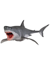 großer weißer Hai auf Metallständer