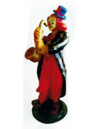 großer Clown mit Saxophon und Hut