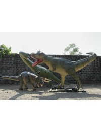 Dinosaurier Brachiosaurus mit Tyrannosaurus und Triceratops
