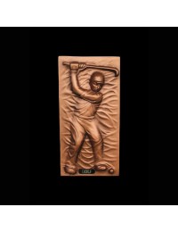 Golfer als bronzefarbende Wandtafel