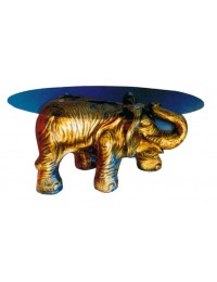 Glastisch mit Elefant (gold)