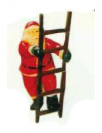 kleiner Weihnachtsmann klettert Leiter hoch
