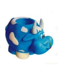 blaue Kuh mit weißen Flecken als Pflanzgefäß