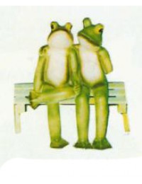 Froschpaar sitzend auf Bank mittel