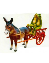 Esel mit Froschpaar auf Kutsche