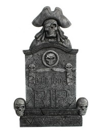 Piratenskelett und Totenköpfe Grabstein mit Totenköpfen RIP Died