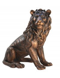 Löwe sitzend Blick rechts Bronze