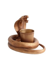 Goldene Kobra Schlange mit Abfalleimerhalterung