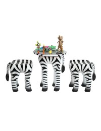 Tisch mit 2 Hockern Zebra für Kinder
