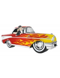 Wanddeko Chevy Rot mit gelben Flammen und Elvis