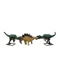 Dinosaurier Stegosaurus und 2 Tyrannosaurus