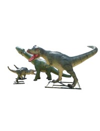 Dinosaurier Brachiosaurus mit Tyrannosaurusfamilie