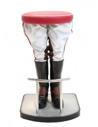 Polospieler Beine Barhocker mit rotem Polster