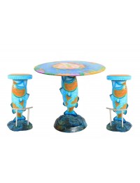 Blauer Koi Karpfen Tisch mit Hockern