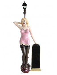 Marilyn rosa schwarz mit Laterne und Angebotstafel