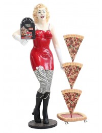 Marilyn mit Menükarte und Pizzen