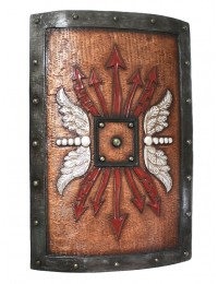 Antikes Mittelalterliches Schild mit roten Pfeilen