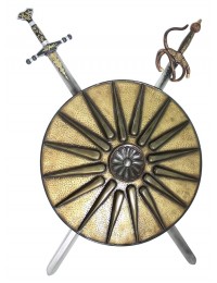 Antikes Schild Gold mit 2 Schwertern