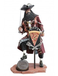 Pirat Blackbeard mit Pizzaschild
