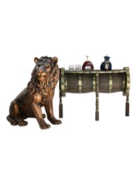 Weinfass Wandtisch mit Löwen