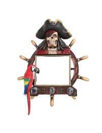 Piratenskelett Spiegel mit Steuer und Papagei