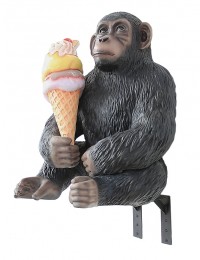 Affe mit Eis und Angebotsschild für für Wand