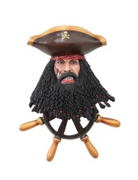 Pirat Blackbeard Kopf mit Steuer Wanddeko