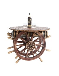 Schiffssteuer und Kanone Tisch mit Holz und Glasplatte