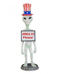 Alien mit amerikanischem Hut und Angebotsschild