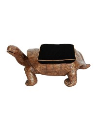 Schildkröte Gold Hocker mit schwarzem Polster