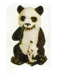 Pandabär mit Kind frisst Bambus
