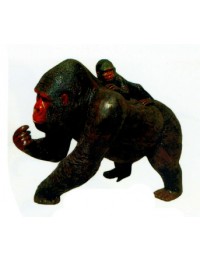 laufender Gorilla mit Kind dunkelbraun