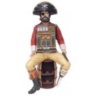 Pirat sitzend auf Fass mit Spielautomat