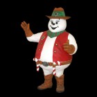 großer Schneemann als Sheriff mit Zuckerstangen