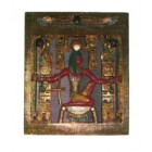 Ägypter auf Wandtafel mit Hieroglyphen