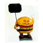 kleiner Hamburger mit Werbetafel