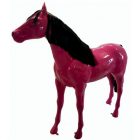 Pferd pink mit Echthaar schwarz