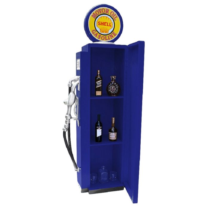 Retro Tankstelle Blau als Schrank verkleinert Aufbewahrung