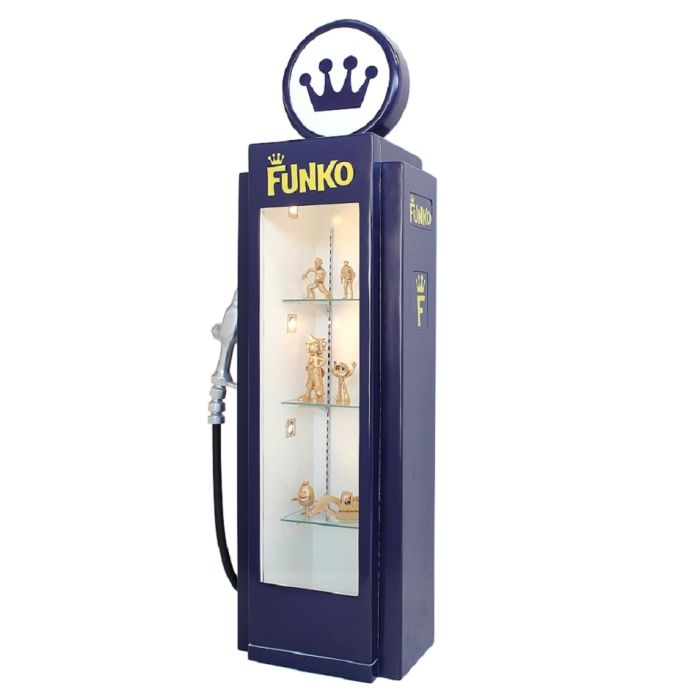 Retro Zapfsäule Dunkelblau als Vitrine verkleinert Aufbewahrung