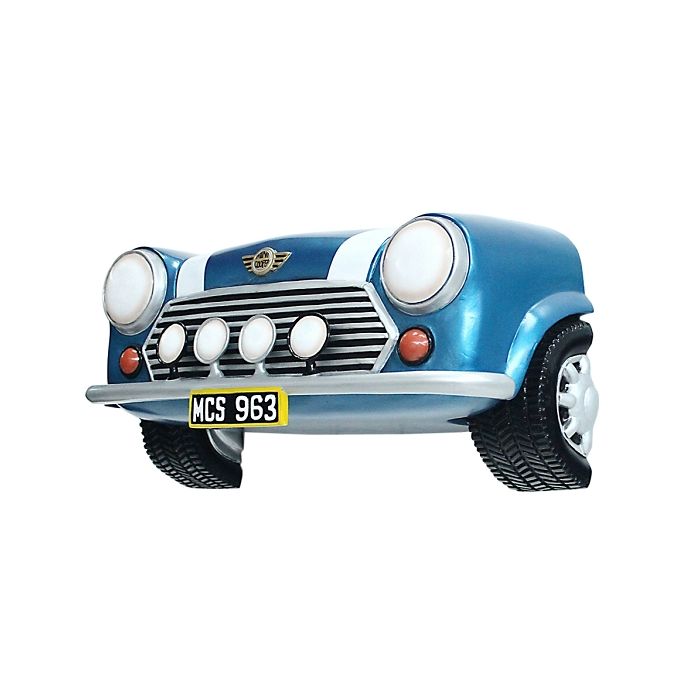 Wanddeko Mini Cooper Blau groß verkleinert Dekorationsfigur