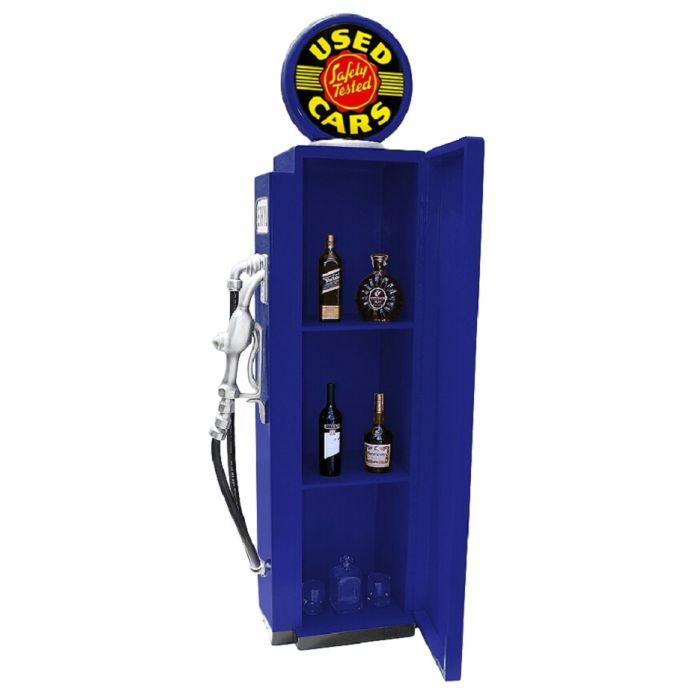 Retro Zapfsäule Blau als Schrank groß lebensgroß Aufbewahrung