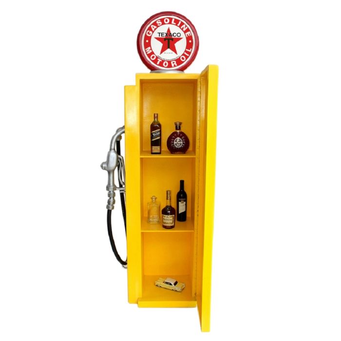 Vintage Zapfsäule Gelb Rot als Schrank groß lebensgroß Aufbewahrung