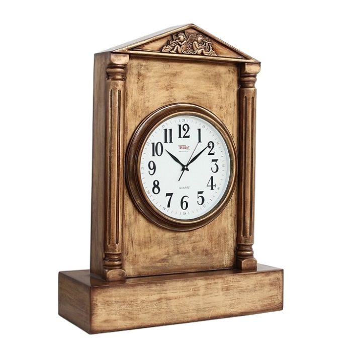 Uhr in Säule mit Goldeffekt lebensgroß Uhr