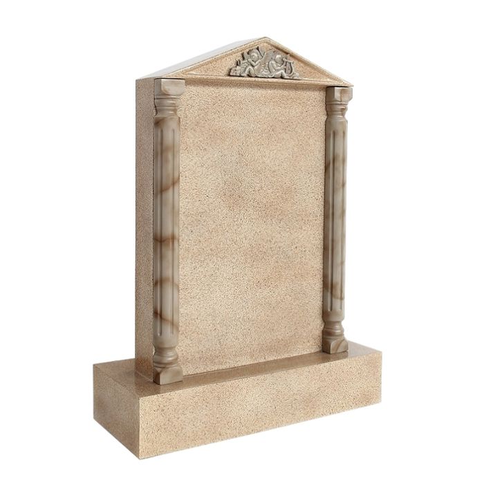 Grabstein mit Sandsteineffekt 3 lebensgroß Dekorationsfigur