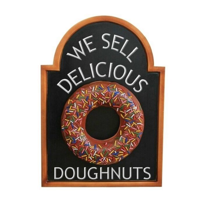 Donut braun auf Angebotstafel vergrößert Schild